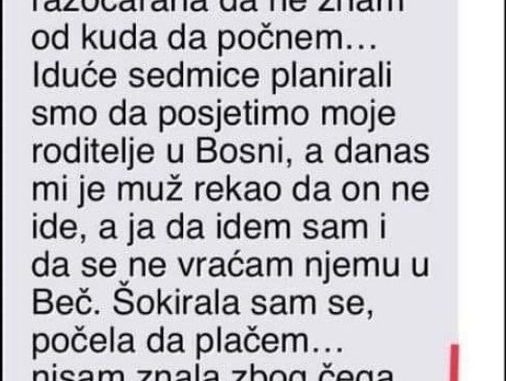 “Rodom sam iz Bosne sam i trenutno živim u Beču. Tako sam razočarana da ne znam od kuda da počnem…”